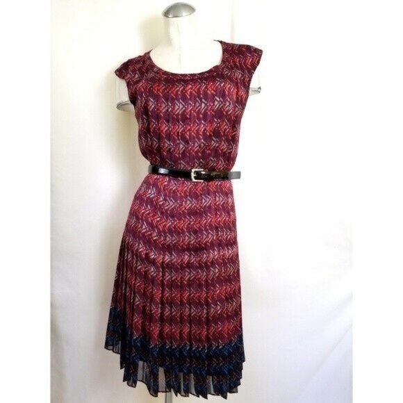 Halogen Dresses & Skirts - 3/$25 Halogen 10P Dress Midi Pleated Multi-Color
